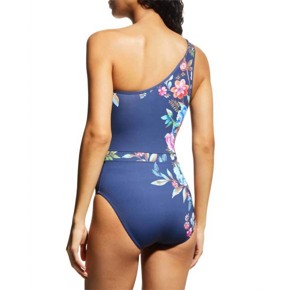 NEW JOHNNY WAS bloom one shoulder one piece swimsuit in blue - Picture 3 of 3
